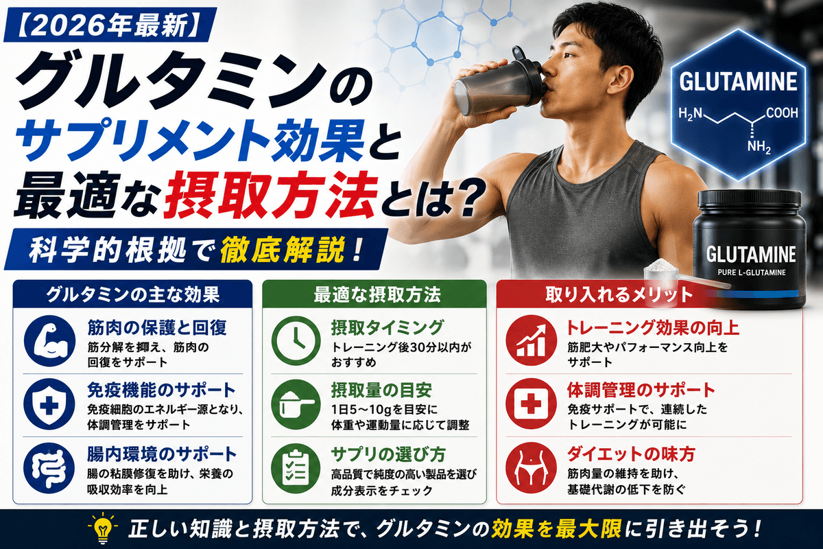 【2026年最新】グルタミンのサプリメント効果と最適な摂取方法とは?
