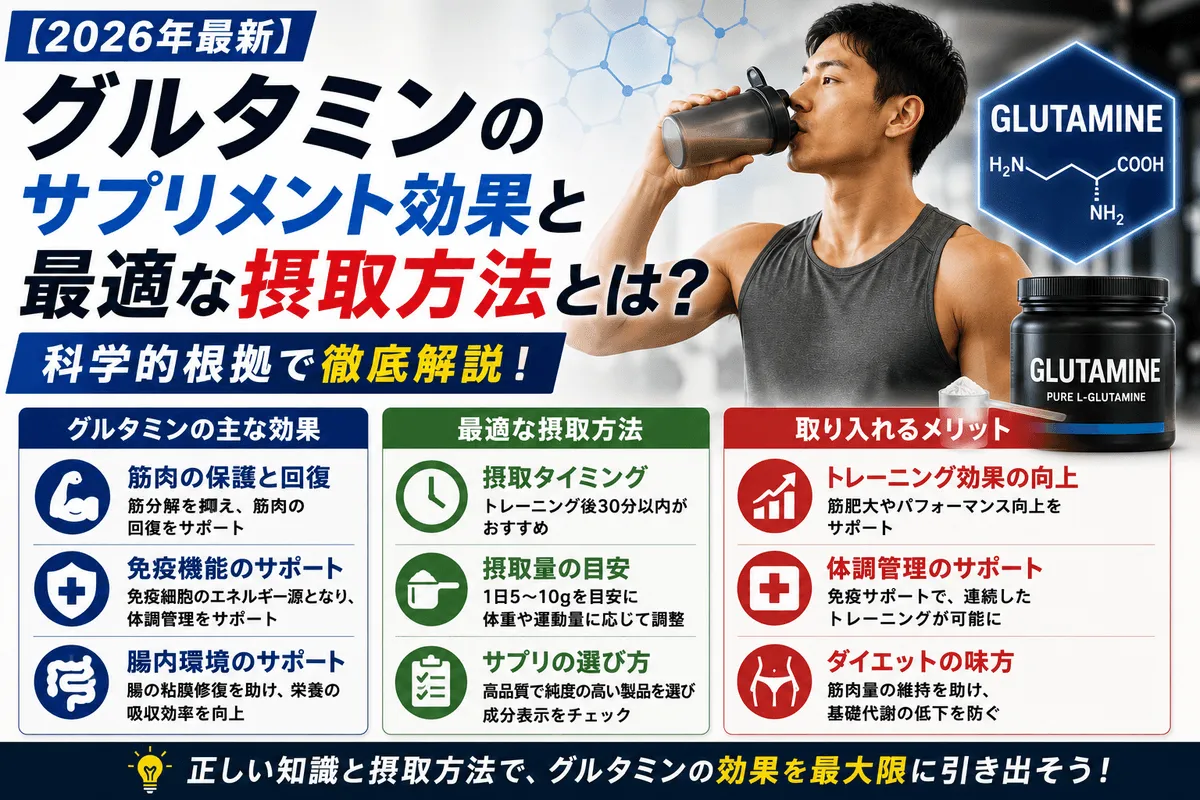 【2026年最新】グルタミンのサプリメント効果と最適な摂取方法とは?