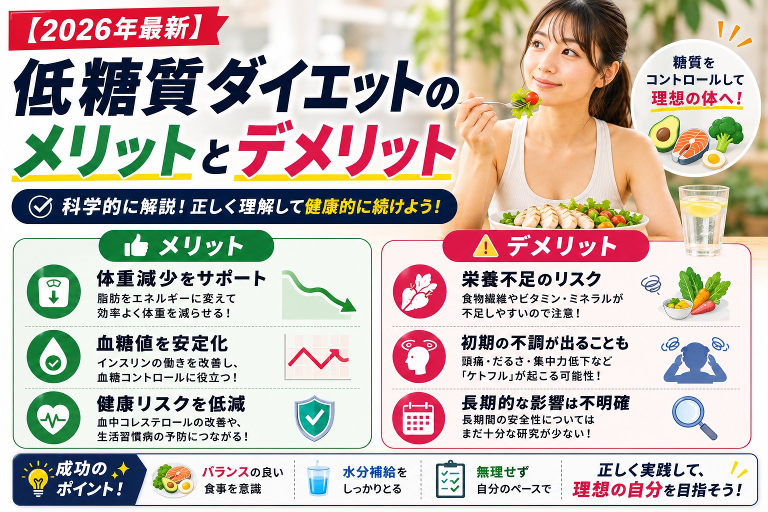 低糖質ダイエットのメリットとデメリットとは?【2026年最新】