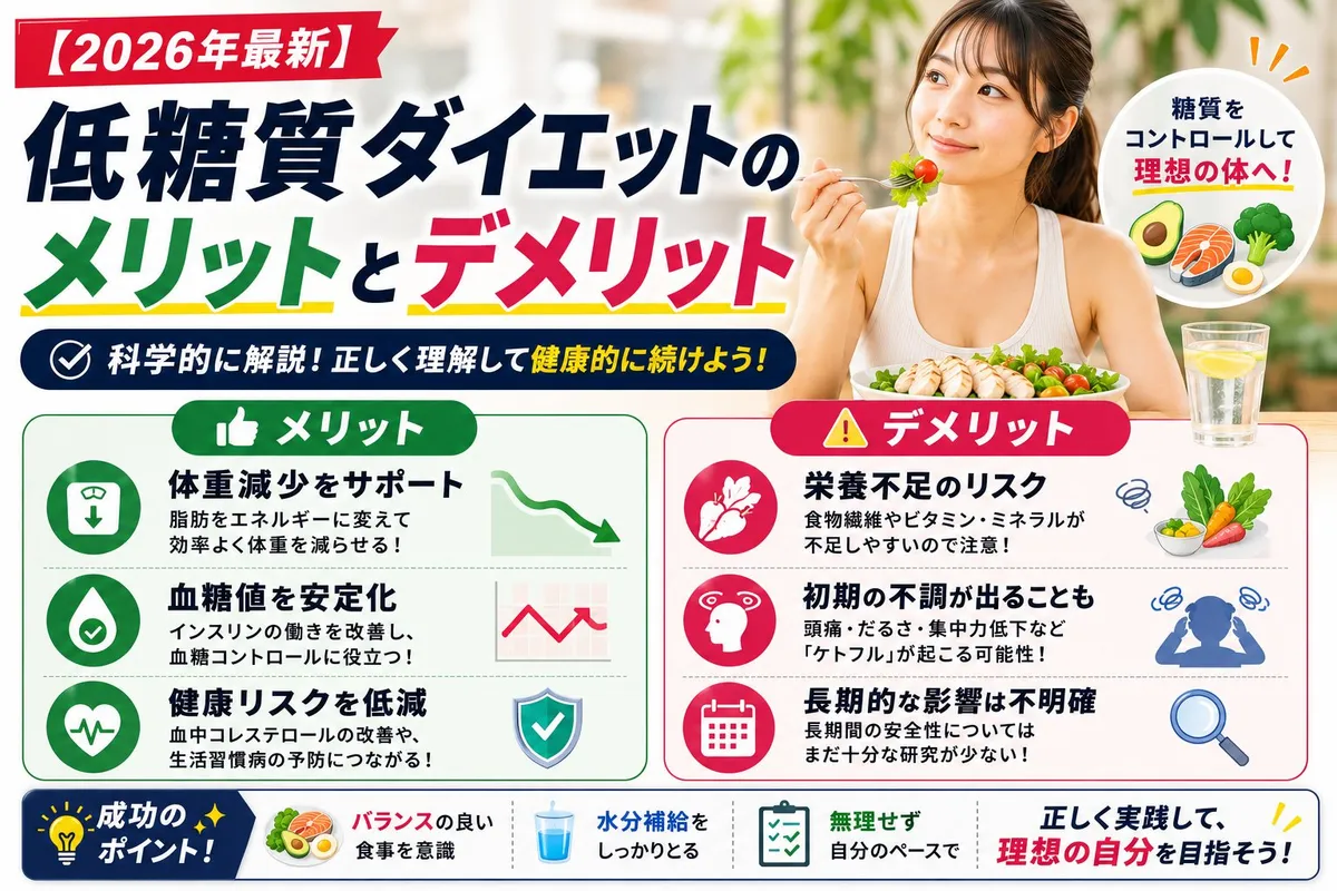 低糖質ダイエットのメリットとデメリットとは?【2026年最新】