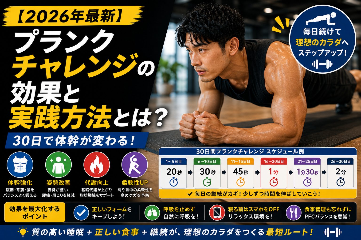 【2026年最新】プランクチャレンジの効果と実践方法とは?