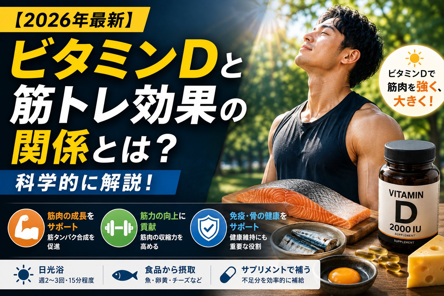 【2026年最新】ビタミンDと筋トレ効果の関係とは?科学的に解説!